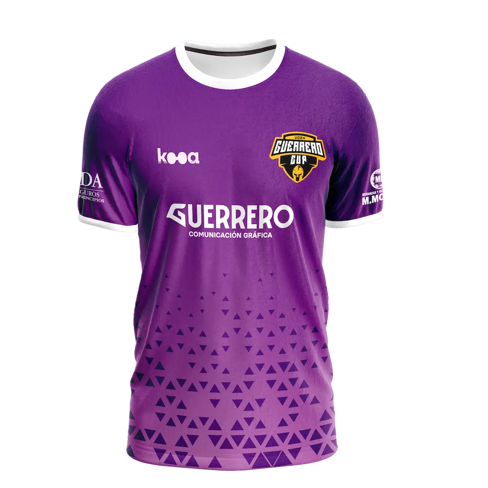 Camiseta de portero morada oficial Guerrero Cup, diseñada para jugadores de futsal