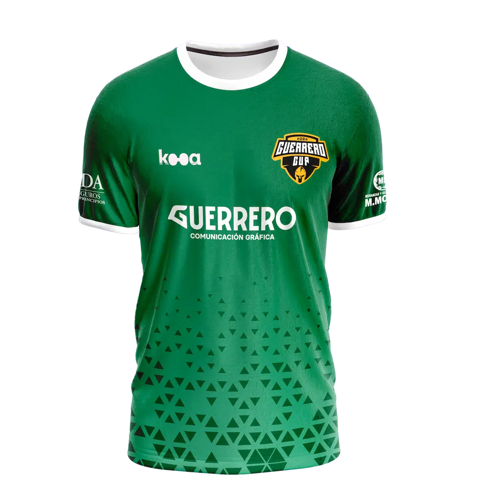 Camiseta de portero verde oficial Guerrero Cup, diseñada para jugadores de futsal